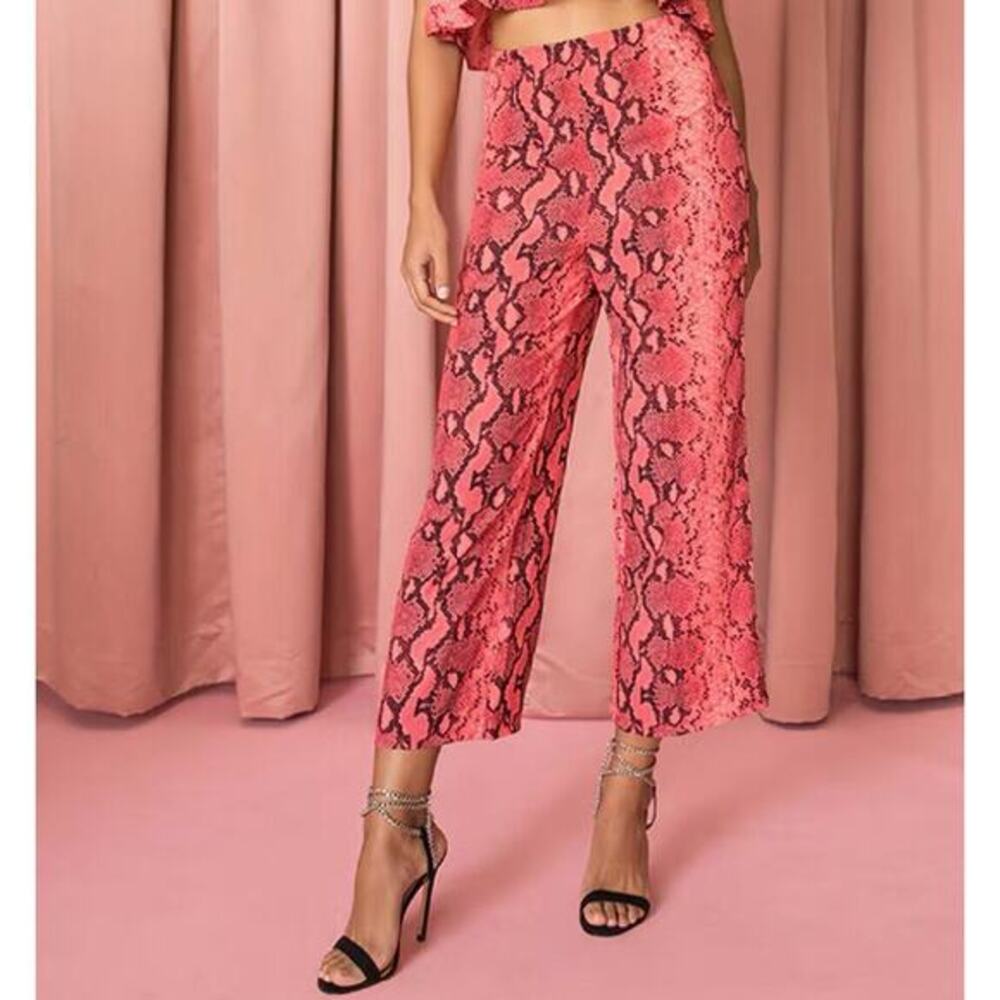 SuperDown Pink Python Print Crop‎ Pants S Trendy … - image 9
